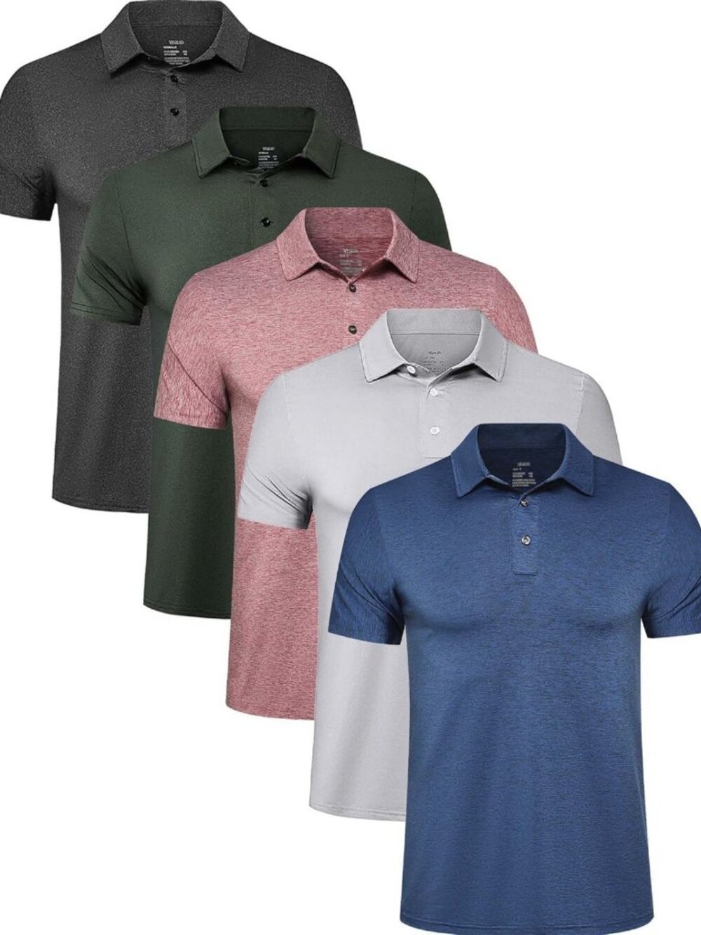 5 Pack Men's Short Sleeve Polo Shirts - Performance Golf Tees for Casual Wear
